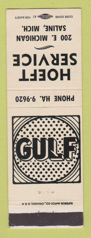 Matchbook Cover - Gulf oil gas Hoeft Saline MI