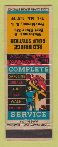 Matchbook Cover - Gulf oil gas Red Bridge Providence RI LAMINATED