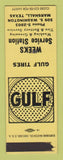 Matchbook Cover - Gulf oil gas Weeks Marshall TX SAMPLE