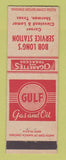 Matchbook Cover - Gulf oil gas Bob Long's Sherman TX