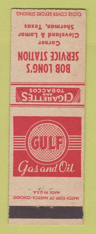 Matchbook Cover - Gulf oil gas Bob Long's Sherman TX