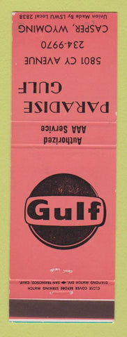 Matchbook Cover - Gulf oil gas Paradise Casper WY SALMON
