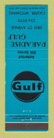 Matchbook Cover - Gulf oil gas Paradise Casper WY BLUE