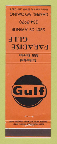 Matchbook Cover - Gulf oil gas Paradise Casper WY ORANGE