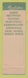 Matchbook Cover - Manhattan Men's Clothes Shirts Sam Lurie Sharon PA