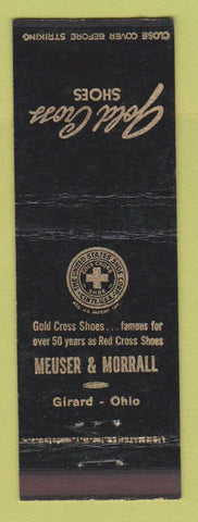 Matchbook Cover - Gold Cross Shoes Meuser Morrall Girard OH