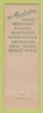 Matchbook Cover - Manhattan Men's Clothes Charley Geiger's Lakewood OH