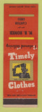 Matchbook Cover - Timely Men's Clothes Canton OH MB Homer
