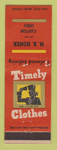 Matchbook Cover - Timely Men's Clothes Canton OH MB Homer