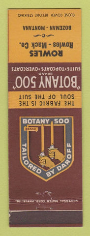 Matchbook Cover - Botany 500 Men's Clothes Rowles Mack Bozeman MT