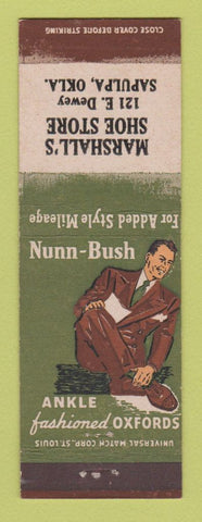 Matchbook Cover - Nunn Bush Men's Shoes Marshall's Sapulpa OK