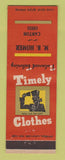 Matchbook Cover - Timely Men's Clothes MB Homer Canton OH