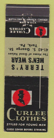 Matchbook Cover - Curlee Men's Clothes Terry's York PA