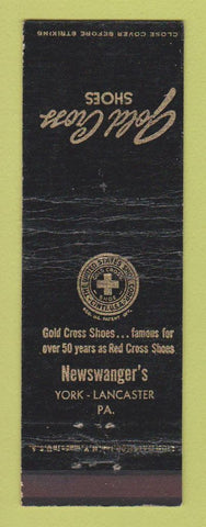 Matchbook Cover - Gold Cross Shoes Newswanger's York Lancaster PA WEAR