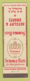 Matchbook Cover Schoble Men's Hats Ratcliff & Swartz Harrisburg PA feature WEAR