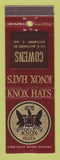 Matchbook Cover - Knox Men's Hats Cowens Baltimore MD
