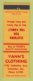 Matchbook Cover - Vann's Clothes Columbus GA