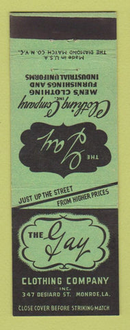 Matchbook Cover - Gay Clothing Company Monroe LA