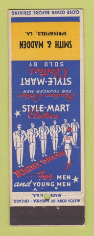 Matchbook Cover - Style Mart Men's Clothes Smith & Madden Springfield LA