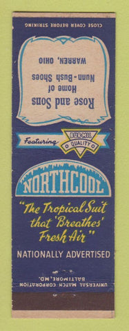 Matchbook Cover - Northcool Men's Suits Rose and Sons Warren OH Nush Bush Shoes