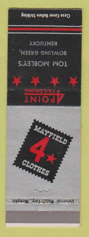 Matchbook Cover - Mayfield Four Star Clothes Tom Mobley's Bowling Green KY