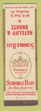 Matchbook Cover Schoble Men's Hats Ratcliff & Swartz Harrisburg PA feature WEAR