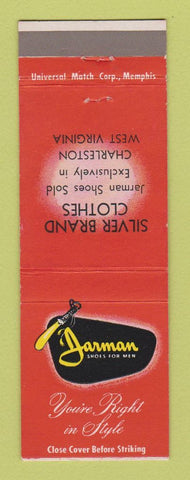 Matchbook Cover - Jarman Men's Shoes Silver Clothes Charleston WV