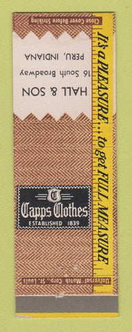 Matchbook Cover - Capps Men's Clothes Hall & Son Peru IN