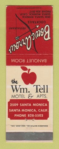 Matchbook Cover - Bow & Arrow Restaurant William Tell Motel Santa Monica CA
