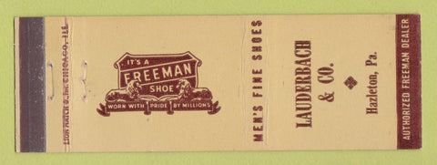 Matchbook Cover - Freeman Men's Shoes Lauderbach Hazleton PA