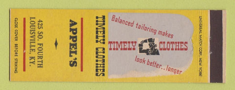 Matchbook Cover - Timely Men's Shoes Appel's Louisville KY