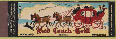 Matchbook Cover - Red Coach Grill Wayland MA Midget