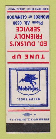 Matchbook Cover - Mobil oil gas Ed Dulski's  LAMINATED