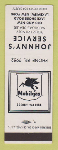 Matchbook Cover - Mobil oil gas Johnny's Lakeview NY