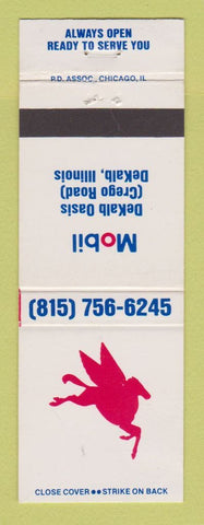 Matchbook Cover - Mobil oil gas DeKalb IL
