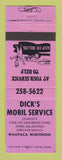 Matchbook Cover - Mobil oil gas Dick's Waupaca WI