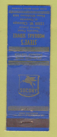 Matchbook Cover - Mobil oil gas Steve's Detroit MI WORN LAMINATED