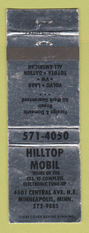 Matchbook Cover - Mobil oil gas Hilltop Minneapolis MN WORN