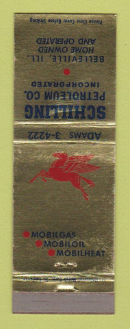 Matchbook Cover - Mobil oil gas Schilling Belleville IL