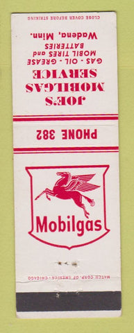 Matchbook Cover - Mobil oil gas Joe's Wadena MN low phone #