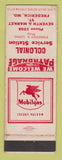Matchbook Cover - Mobil oil gas Colonial Frederick MD low phone #