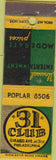 Matchbook Cover - 31 Club Philadephia PA Midget