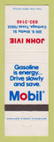 Matchbook Cover - Mobil oil gas John Ivie Carthage TX