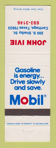 Matchbook Cover - Mobil oil gas John Ivie Carthage TX