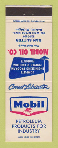 Matchbook Cover - Mobil oil gas Dan Sutter Detroit MI