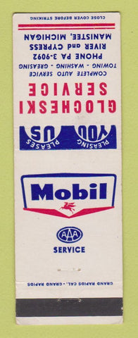 Matchbook Cover - Mobil oil gas Glocheski Manistee MI