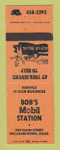 Matchbook Cover - Mobil oil gas Bob's Williamstown MA