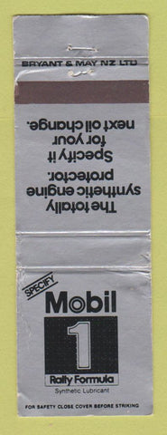 Matchbook Cover - Mobil oil gas Mobil 1 Rally Formula New Zealand WORN