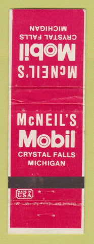 Matchbook Cover - Mobil oil gas McNeil's Crystal Falls MI WEAR
