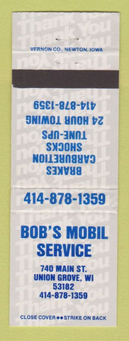 Matchbook Cover - Mobil oil gas Bob's Union Grove WI